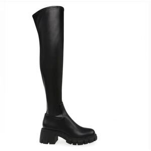Steven New York Hylda Over The Knee Boots 7.5 Black NWOT Combat Grunge 90s Y2K